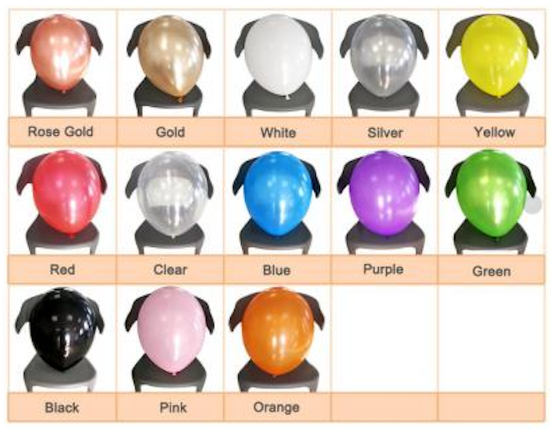 Pack of 10 - Plain 18 Inch Latex Balloon