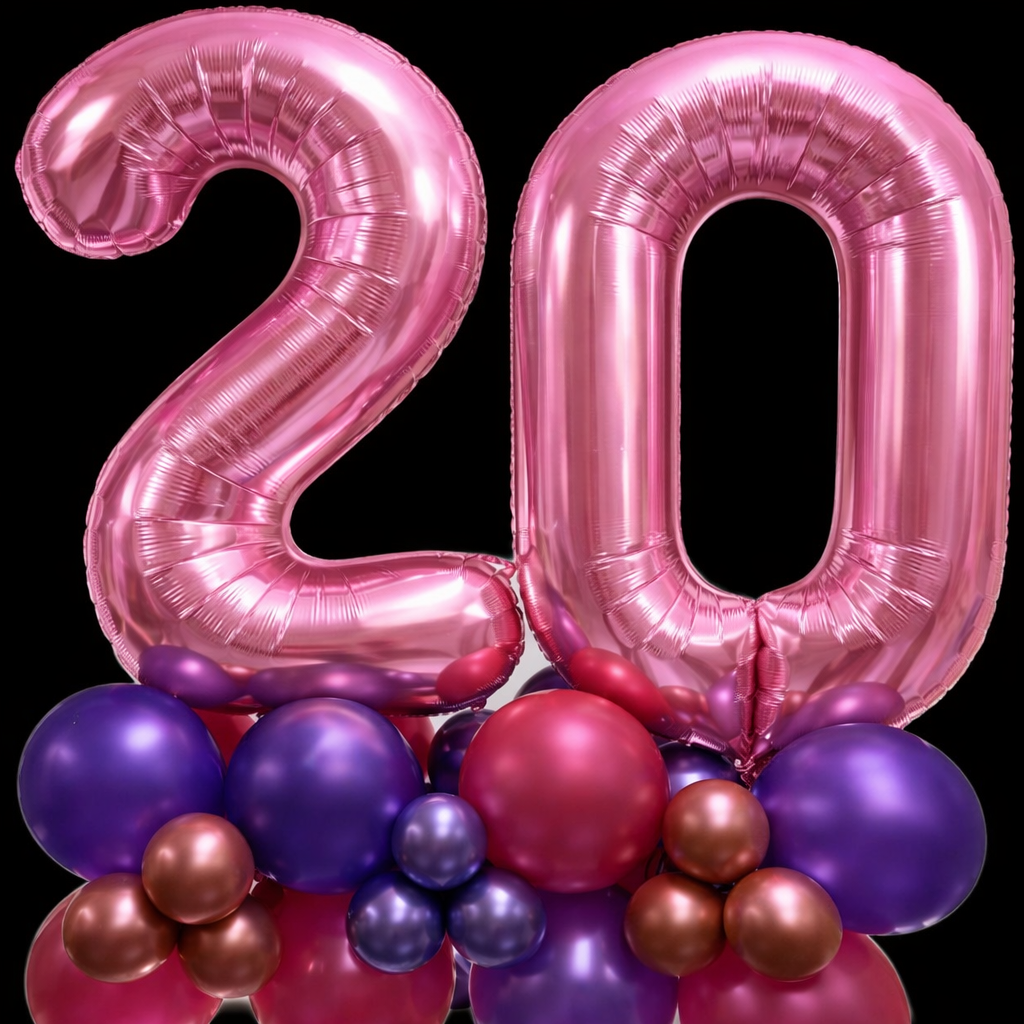 Double Digit Rose Pink 40” Number Balloon Display
