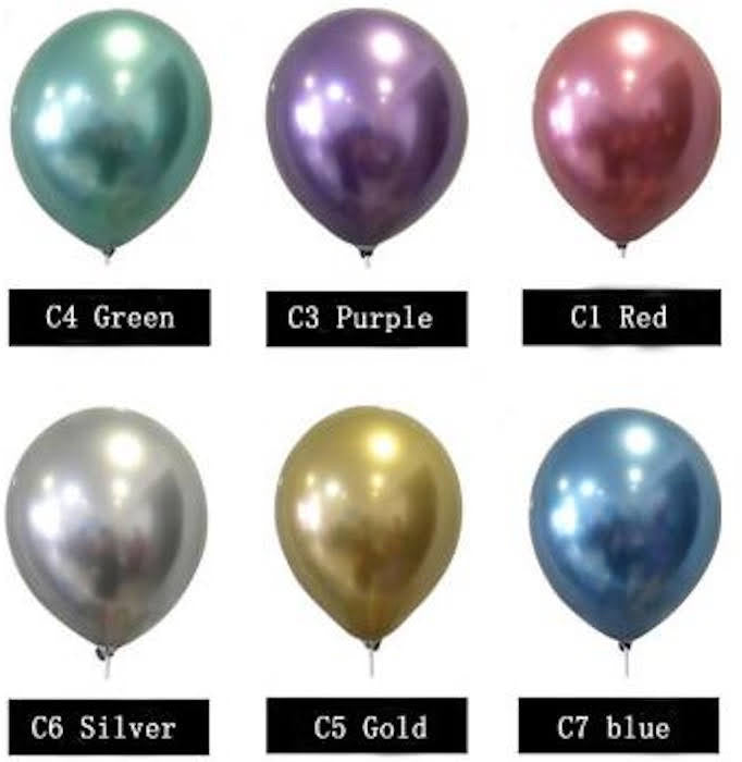 Pack of 10 - Chrome 12 Inch Latex Balloon