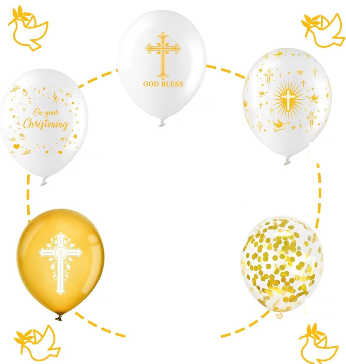 Pack of 5 - Christening 12 Inch Latex Balloons - Image 2