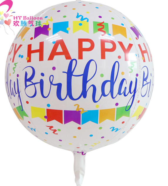 Happy Birthday 22 Inch 3D Ball Foil Balloon Centrepiece