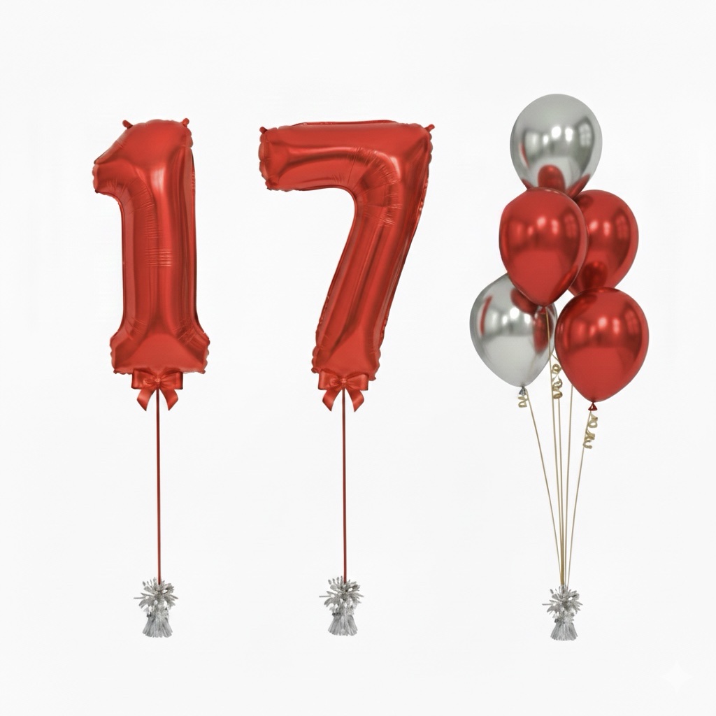 Double Digit Red 40” Number Balloon Bouquet