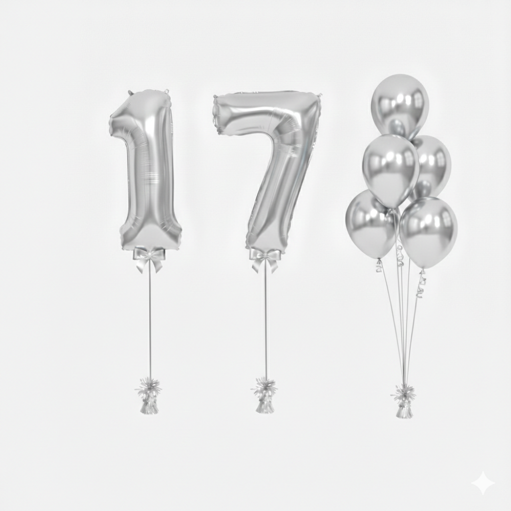 Double Digit Silver 40” Number Balloon Bouquet